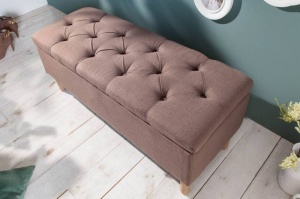 BANCUTA, CASTLE 100CM, COD 40409, DIN LEMN SI TEXTIL, STIL RUSTIC - Img 1