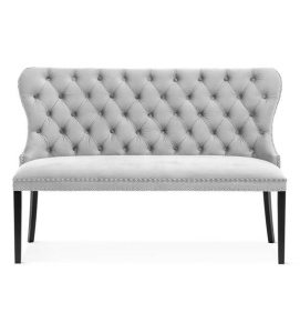 BANCUTA MADAME 160CM, GRI/NEGRU, TAPITERIE DIN CATIFEA SI PICIOARE DIN LEMN, STIL MODERN