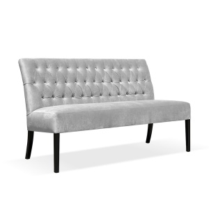 BANCUTA/SOFA MATLASATA GALA 200, GRI/NEGRU, CONFECTIONATA DIN TAPITERIE DIN TEXTIL, SPUMA SI PICIOARE DIN LEMN, STIL MODERN