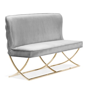 BANCUTA/SOFA SCARLET, GRI/AURIU, TAPITERIE DIN CATIFEA SI PICIOARE DIN METAL, STIL MODERN