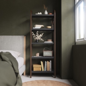 BIBLIOTECA BELLWOOD NUC/NEGRU, CONFECTIONATA DIN LEMN, STIL MODERN