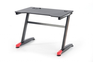 BIROU B40, CU ILUMINARE LED, NEGRU/ROSU, DIN MDF FURNIRUIT SI PICIOARE DIN METAL, STIL MODERN - Img 2