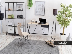 BIROU MODERN DESIGNO NEGRU/NATURAL DIN METAL SI MDF - Img 2