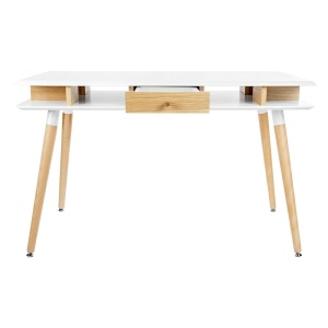 BIROU MODUS, ALB/STEJAR, 120 CM, DIN MDF SI LEMN, STIL CLASIC, B2 - Img 4