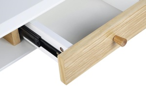 BIROU MODUS, ALB/STEJAR, 120 CM, DIN MDF SI LEMN, STIL CLASIC, B2 - Img 6