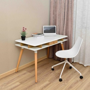 BIROU MODUS, ALB/STEJAR, 120 CM, DIN MDF SI LEMN, STIL CLASIC, B2