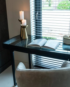 BIROU MONFORT, TRANSPARENT/NEGRU, 130 CM, DIN FURNIR DE FRASIN SI STICLA SECURIZATA, STIL MODERN, B2 - Img 3