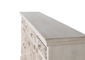 BUFET 180CM, ALB ANTICHIZAT, LEMN MASIV DE MANGO, REALIZAT MANUAL, GINER Y COLOMER - Img 7