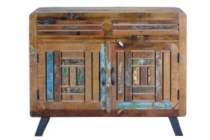 BUFET KATIA 105CM, MARO/MULTICOLOR, DIN LEMN RECICLAT SI METAL, STIL VINTAGE G&C