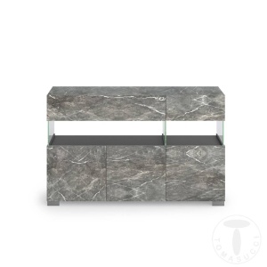 BUFET LIVING 129CM, FLOAT MARBLE, COD 5064, STIL MODERN, REALIZATA PANOURI LAMINATE, EFECT MARMURA - Img 2
