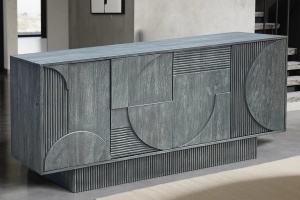 BUFET LIVING, ART DECO 170CM, LEMN DE MANGO, MODEL 3D, CULOARE GRI, ARTIM GROUP SELECTION