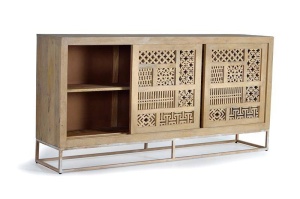 BUFET MILAN 190CM, NATURAL, DIN LEMN DE MANGO SI METAL, GINER Y COLOMER - Img 4
