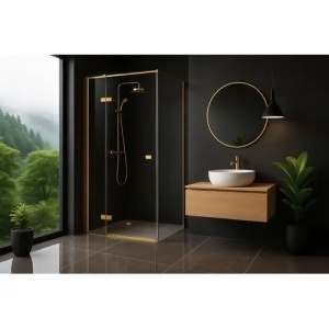 CABINA DE DUS ATLAS BRUSHED GOLD 100X100, STANGA SAU DREAPTA, EASY CLEAN