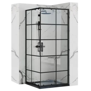 CABINA DE DUS CONCEPT 90X90, NEAGRA, CU CADITA SAVOY NEAGRA, CALITATE SUPERIOARA