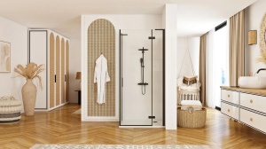 CABINA DE DUS REA HUGO, 90x90 CM, NEGRU, DIN STICLA, CALITATE SUPERIOARA - Img 4