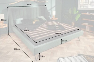 CADRU PAT 180X200CM, LA BEAUTE, COD 40792, DIN LEMN SI STOFA VERDE - Img 7