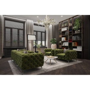 CANAPEA 2 LOCURI, CHESTERFIELD, DIN STOFA DE CALITATE, 185CM, CULOARE PERSONALIZATA - Img 5