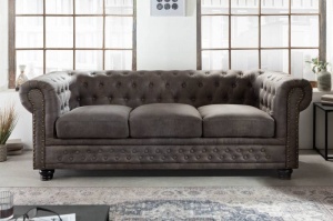 CANAPEA 3 LOCURI 200CM, CHESTEFIELD II, DIN LEMN MASIV, CULOARE GRI ANTIC, ARTIM GROUP SELECTION