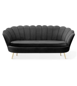 CANAPEA 3 LOCURI MUSZELKA, NEGRU/AURIU, STIL MODERN