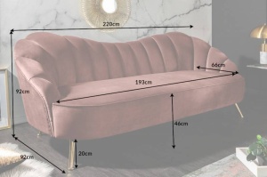 CANAPEA ARIELLE, 220CM, COD 40750, ROZ INCHIS, DESIGN RETRO - Img 8