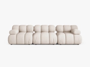 CANAPEA BELLIS, CU 3 LOCURI, BEJ, CU TAPITERIE DIN TEXTIL STRUCTURAT LIBERTY, MICADONI