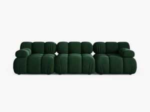 CANAPEA BELLIS, CU 3 LOCURI, VERDE SMARALD, CU TAPITERIE DIN CATIFEA BLUVEL, MICADONI