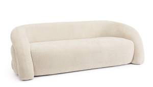 CANAPEA CLEMENCE SHELL BEJ, CONFECTIONATA DIN SPUMA POLIURETANICA, METAL SI TEXTIL, STIL MODERN