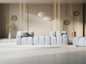 CANAPEA/COLTAR MODULAR BELLIS, 3 LOCURI, 188 CM, ALBASTRU DESCHIS 80, TAPITERIE DIN CATIFEA, DESIGN DEOSEBIT