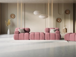 CANAPEA/COLTAR MODULAR BELLIS, 3 LOCURI, 188 CM, ROZ 63, TAPITERIE DIN CATIFEA, DESIGN DEOSEBIT