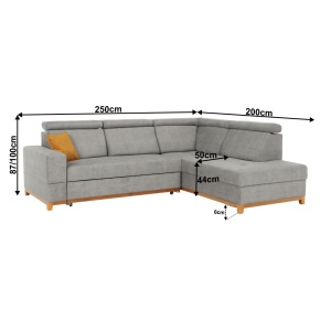 CANAPEA DRENA, MODEL DREAPTA, GRI DESCHIS, DIN TEXTIL SI LEMN, EXTENSIBIL, SPATIU DEPOZITARE, STIL MODERN, TK - Img 4