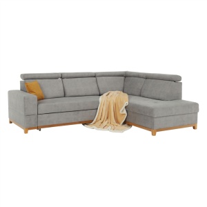 CANAPEA DRENA, MODEL DREAPTA, GRI DESCHIS, DIN TEXTIL SI LEMN, EXTENSIBIL, SPATIU DEPOZITARE, STIL MODERN, TK - Img 8