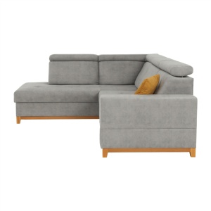 CANAPEA DRENA, MODEL STANGA, GRI DESCHIS, DIN TEXTIL SI LEMN, EXTENSIBIL, SPATIU DEPOZITARE, STIL MODERN, TK - Img 6