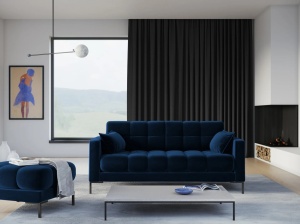 CANAPEA MAMAIA, 2 LOCURI, 152 CM, ALBASTRU ROYAL 86/NEGRU, TAPITERIE DIN CATIFEA, DESIGN DEOSEBIT