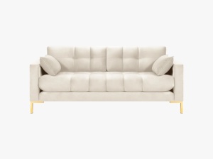 CANAPEA MAMAIA, 2 LOCURI, 152 CM, BEJ DESCHIS 22/AURIU, TAPITERIE DIN CATIFEA, DESIGN DEOSEBIT - Img 3