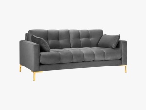 CANAPEA MAMAIA, 2 LOCURI, 152 CM, GRI DESCHIS 13/AURIU, TAPITERIE DIN CATIFEA, DESIGN DEOSEBIT - Img 2