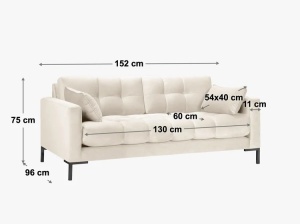 CANAPEA MAMAIA, 2 LOCURI, 152 CM, TAPITERIE BOUCLE BALOO, GRI DESCHIS, MICADONI - Img 2