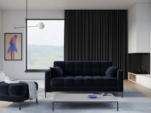 CANAPEA MAMAIA, 3 LOCURI, 177 CM, ALBASTRU INCHIS 89/NEGRU, TAPITERIE DIN CATIFEA, DESIGN DEOSEBIT
