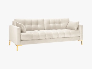 CANAPEA MAMAIA, 3 LOCURI, 177 CM, BEJ DESCHIS 22/AURIU, TAPITERIE DIN CATIFEA, DESIGN DEOSEBIT
