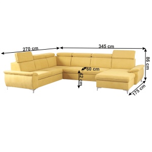 CANAPEA MARELIA, MODEL DREAPTA, GALBEN MUSTAR, DIN TEXTIL, EXTENSIBIL, SPATIU DEPOZITARE, STIL MODERN, TK - Img 6
