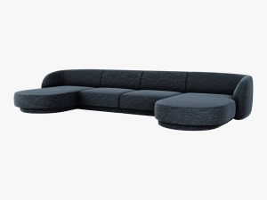 CANAPEA MILEY, 5 LOCURI, 330 CM, ALBASTRU 86, TAPITERIE CHENILLE, DESIGN DEOSEBIT