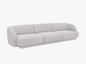 CANAPEA MILEY, CU 3 LOCURI, GRI DESCHIS, CU TAPITERIE DIN TEXTIL BOUCLE BALOO, MICADONI
