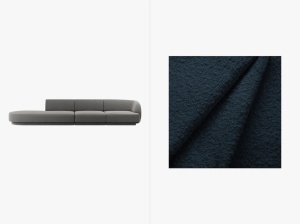 CANAPEA MILEY, CU 4 LOCURI, PE STANGA, ALBASTRU INCHIS, CU TAPITERIE DIN TEXTIL BOUCLE BALOO, MICADONI