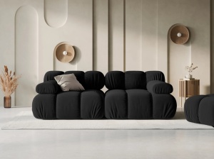 CANAPEA MODULARA BELLIS, 2 LOCURI, 188 CM, NEGRU 100, TAPITERIE DIN CATIFEA, DESIGN DEOSEBIT