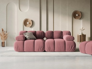 CANAPEA MODULARA BELLIS, 2 LOCURI, 188 CM, ROZ 63, TAPITERIE DIN CATIFEA, DESIGN DEOSEBIT