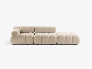 CANAPEA MODULARA BELLIS, PE DREAPTA, BEJ DESCHIS, CU TAPITERIE DIN TEXTIL BOUCLE ROLF, MICADONI
