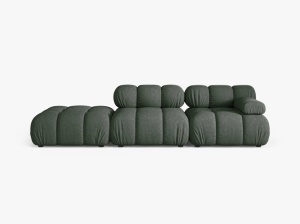 CANAPEA MODULARA BELLIS, PE STANGA, VERDE INCHIS, CU TAPITERIE DIN TEXTIL STRUCTURAT LIBERTY, MICADONI