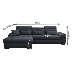 CANAPEA NATIK NEW, MODEL STANGA, GRI, DIN TEXTIL ALFA, EXTENSIBIL, SPATIU DEPOZITARE, STIL MODERN, TK - Img 3
