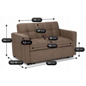 CANAPEA RABATABILA, ARTIM MEBLE, REALIZAT DIN MATERIAL TEXTIL MARO SI METAL, STIL MODERN - Img 16