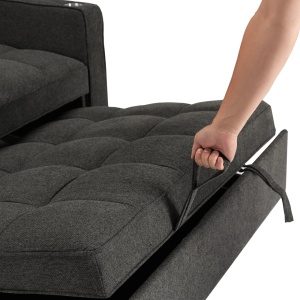 CANAPEA RABATABILA, ARTIM MEBLE, REALIZAT DIN MATERIAL TEXTIL NEAGRA SI METAL, STIL MODERN - Img 5