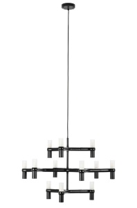 CANDELABRU CU LED-URI ATOMIC GRANDE, NEGRU, DIN METAL, STIL MODERN - Img 6